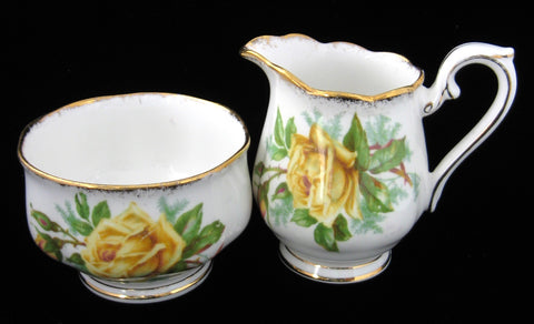 Royal Albert Sugar and Creamer Yellow Tea Rose English 1940s