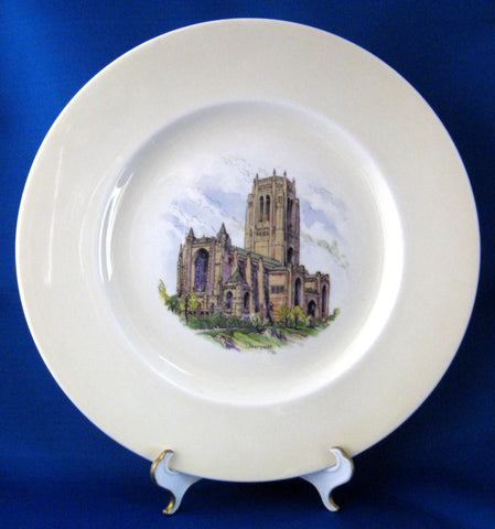 Plate Shelley China Liverpool Cathedral Charger England 1940s English Cabinet