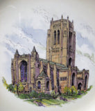 Plate Shelley China Liverpool Cathedral Charger England 1940s English Cabinet