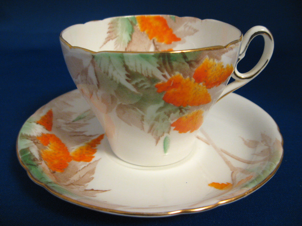 Floral Leaf Chinese Tea Cup With Lid And Saucer