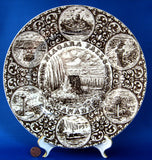 Niagra Falls Canada Brown Transferware Souvenir Plate 10 Inches Wood 1940s