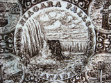 Niagra Falls Canada Brown Transferware Souvenir Plate 10 Inches Wood 1940s