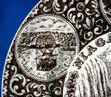 Niagra Falls Canada Brown Transferware Souvenir Plate 10 Inches Wood 1940s