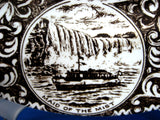 Niagra Falls Canada Brown Transferware Souvenir Plate 10 Inches Wood 1940s