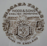 Niagra Falls Canada Brown Transferware Souvenir Plate 10 Inches Wood 1940s