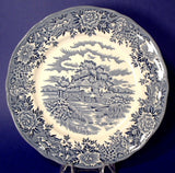 Salem English Village Blue Transferware Plate Ironstone 10 Inch Dinner