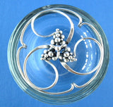 Sterling Silver Crystal Danish Modern Bowl Signed DGH Dansk Guld Håndværk