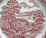 Red Transferware Salad Plate Barratts England Old Castle 1950s Ironstone 8 Inch