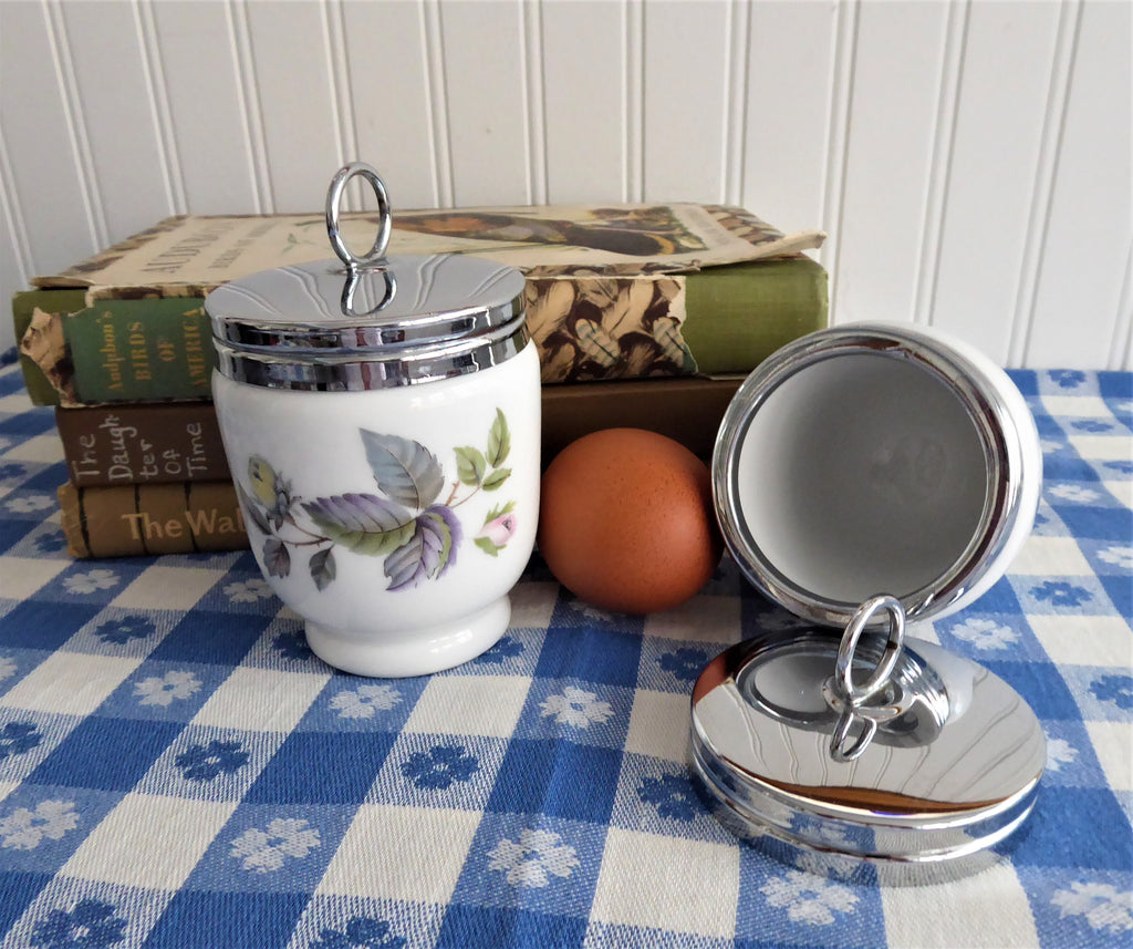 Royal Worcester Egg Coddler Pair June Garland Pattern Lavender Pink Floral