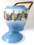 Blue Biscuit Jar New Hall London Tower Barrel England 1910s Kitsch