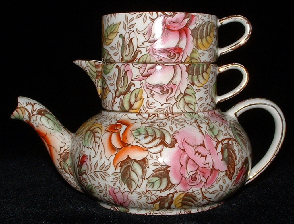 Royal Winton Grimwades Winifred Chintz Stacking Teapot Cream Sugar 195 –  Time Was Antiques