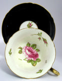 Shelley English Rose Cup And Saucer Gainsborough Black Exterior