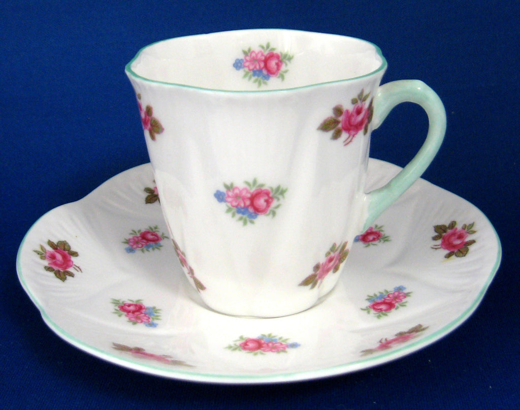 Service Coffee Cups Vintage Rosebuds Bohemia Czechoslovakia 1960