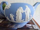 Wedgwood Jasperware Teapot 1953 Large Ceres Offering To Peace 6 Cups Blue and White