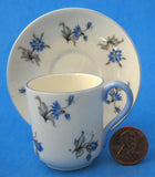 Shelley China Miniature Cup And Saucer Blue Charm Canterbury Shape 1956-1966
