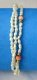 Bracelet 14kt Gold Beads Genuine Pearls Angel Skin Coral Beads Estate 1960s