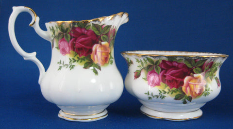 Creamer And Sugar Old Country Roses Royal Albert English 1960s