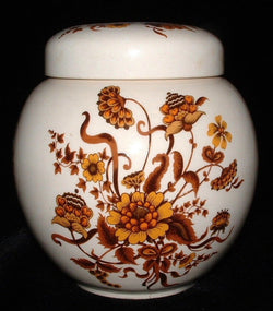 Sadler Tea Caddy Ginger Jar Fall Colors Foliage 1960s Ceramic Tea Canister