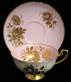 Gorgeous Shelley Cup and Saucer Lilac Pink Gold Rose Lincoln England 1960s