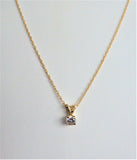 Diamond Necklace 14k Yellow Gold Near Quarter Carat Round Diamond 14kt Gold Chain