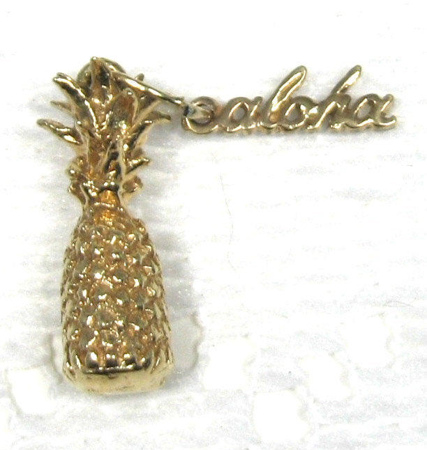 Copy of 14kt Gold Aloha Pineapple 3D Charm Pendant 1970s