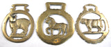 Horse Brass Lot Of 3 Cow Walking Horse Manx Cat Tourist