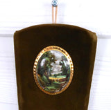 Retro Bone China And Velvet Wall Plaque Turner Landscapes 3 Oval Tiles Countess 1970s