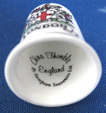 London Thimble English Souvenir Shield Bone China 1970s Sewing Thimble Souvenir
