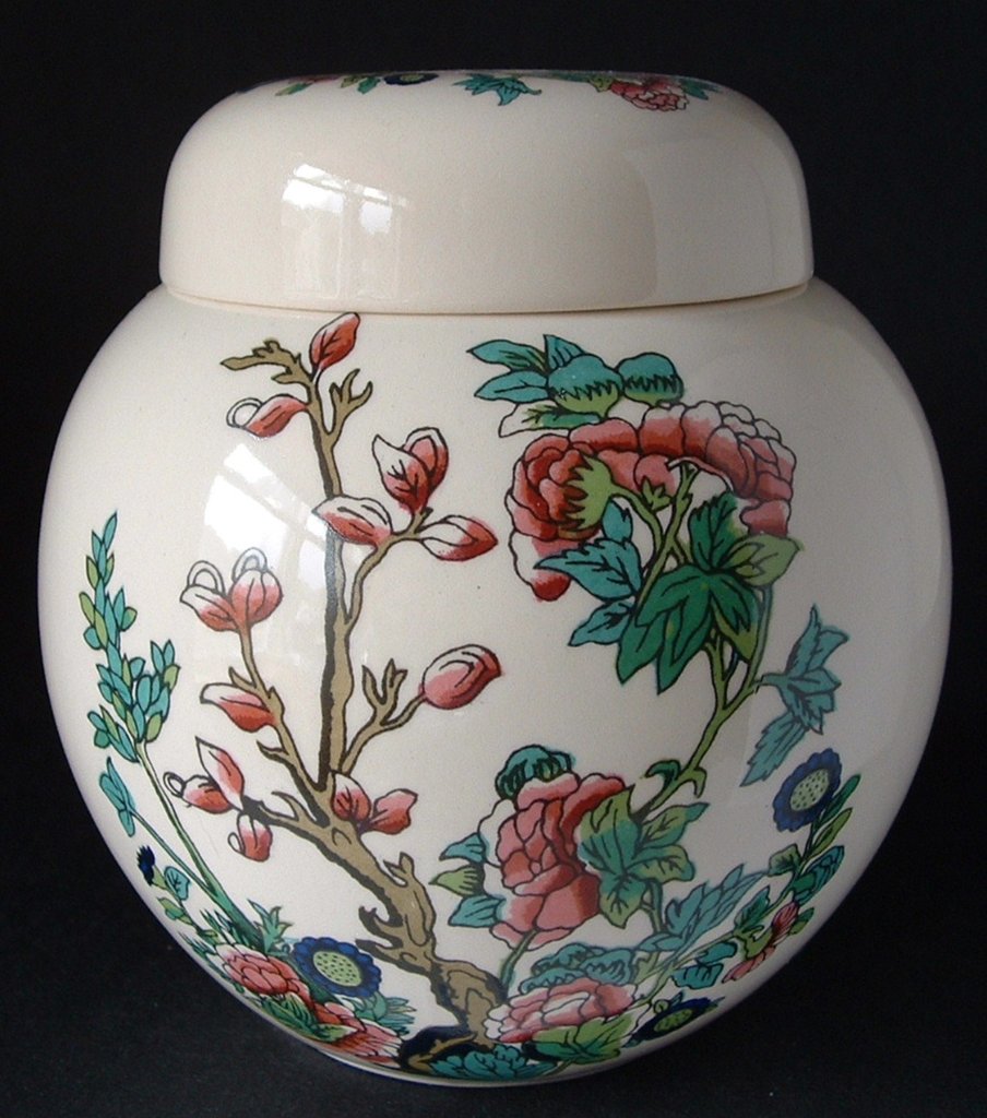 English Ironstone Ginger Jar Vase / canister Pink Peonies Vintage  Transferware - Nancy's Daily Dish
