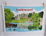 Royal Sandringham Tea Towel 1970s Queen Elizabeth Ulster Irish Linen