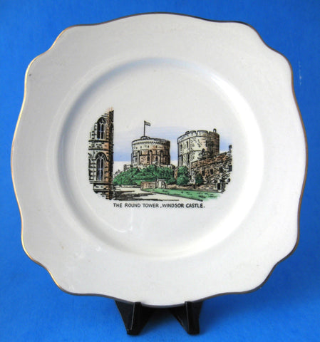 Windsor Castle Souvenir Plate 6.25 Inches Buckfast Potteries Square Plate