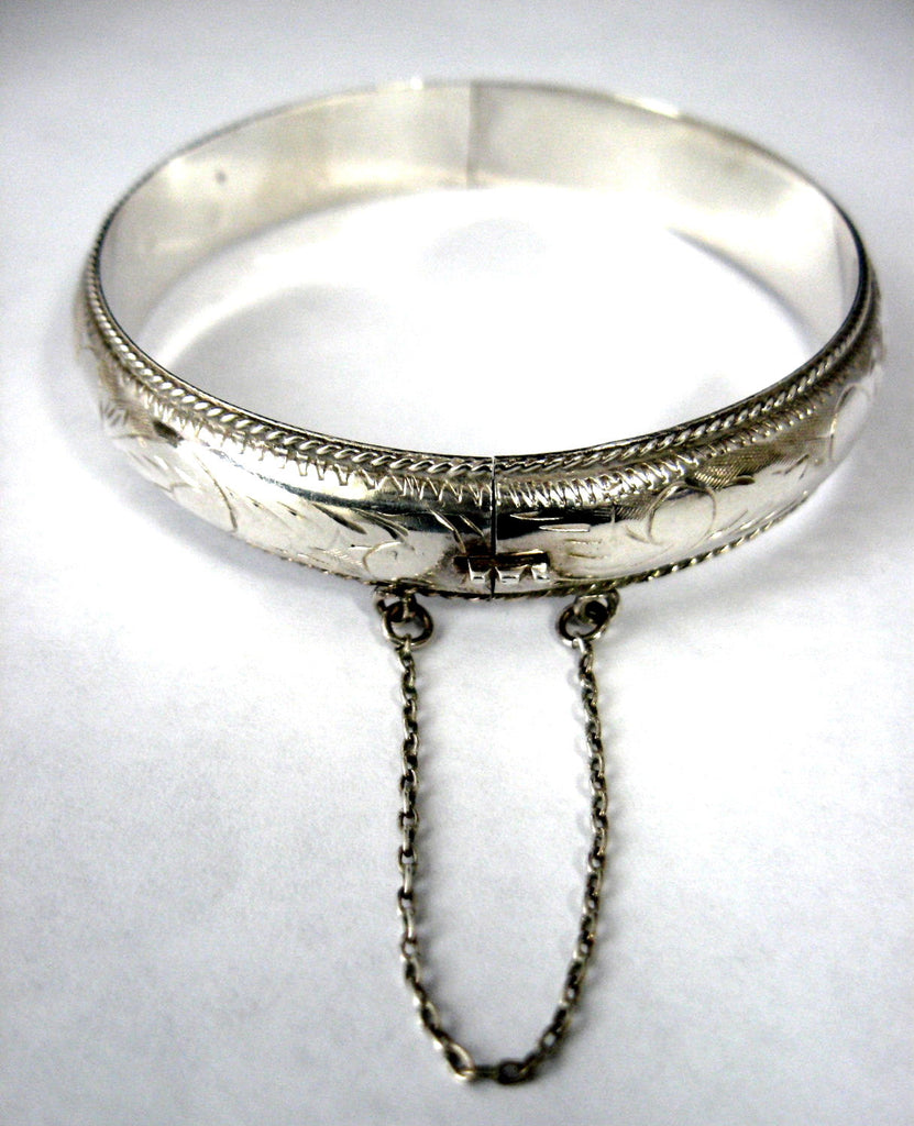 Monogram Sterling Silver Latch Bangle Bracelet