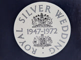 Queen Elizabeth II Silver Wedding Dish Pair 1972 Wedgwood Dark Blue Jasper Boxed