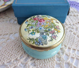 Enamel Box Halcyon Flower Urn Enamel Trinket Box English Porcelain 1980s Ring Box Gift