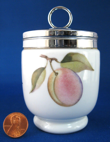 Evesham Egg Coddler Royal Worcester Double King Size Plum Leaf 1980s Fruit Theme