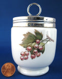 Evesham Egg Coddler Royal Worcester Double King Size Plum Leaf 1980s Fruit Theme