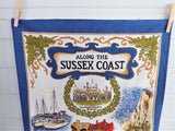 Along The Sussex Coast Tea Towel 1970s Brighton Worthing Beachy Head Colourful Cotton