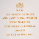Princess Diana and Charles Royal Wedding Plate Coalport 1981 Charger