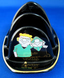 Andy Capp And Flo Toast Rack Wade, England Black Gold 4 Slice 1997 Comic Strip Characters