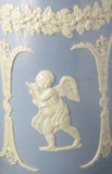 Dudson Sprigged Pitcher Pewter Lid Classical Jug 1890s Blue And White