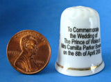 Thimble Prince Charles Camilla April 8 Royal Wedding 2005 English Bone China Commemorative