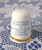 Thimble Prince William 18th Birthday 2000 English Bone China Commemorative