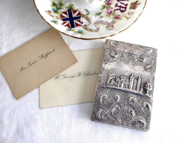 Sterling Silver Regency Card Case 1835 Hallmarked Castle Abbotsford Taylor and Parry