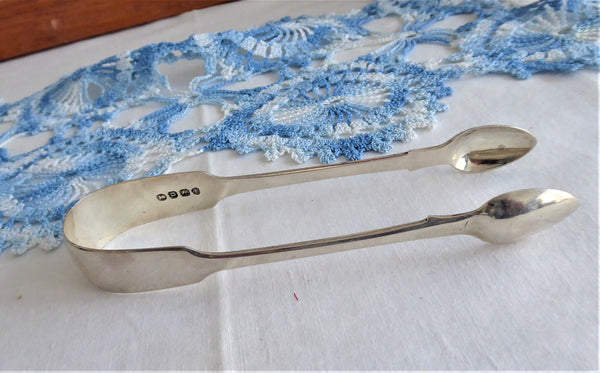 Sterling Silver English Sugar Tongs Georgian Hallmarked London 1835 Monogram J T