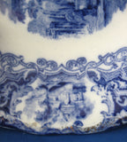 English Blue Transferware Ironstone Soup Bowl Large Romantic Staffordshire Victorian