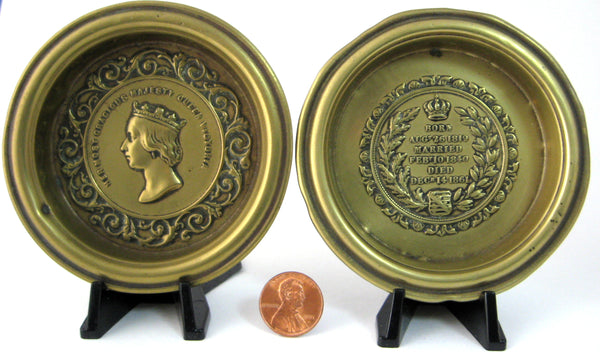 Queen Victoria Death Of Albert 1861 Memorial Pair Of Brass Dishes Mourning