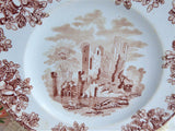 Brown Transferware Salad Plate 1870s Copeland English Abbey Ruins