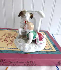 Victorian English Matchstriker Boy And Dog Match Holder Fairing 1880-1890s