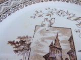 Wedgwood Edinburg Aesthetic Plate 1882 Brown Transferware Birds Flowers Castle