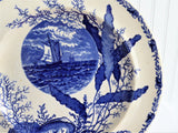 Flow Blue Transfer Aesthetic Movement Plate Ocean Scenes 1890s